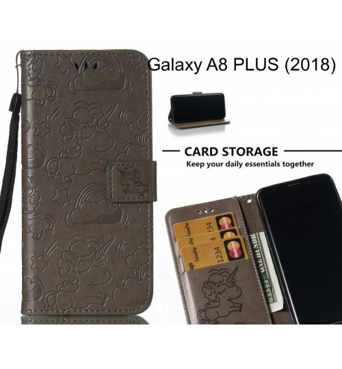 Grand Prime Pro Case Leather Wallet Case Embossed Unicon Pattern - Grey