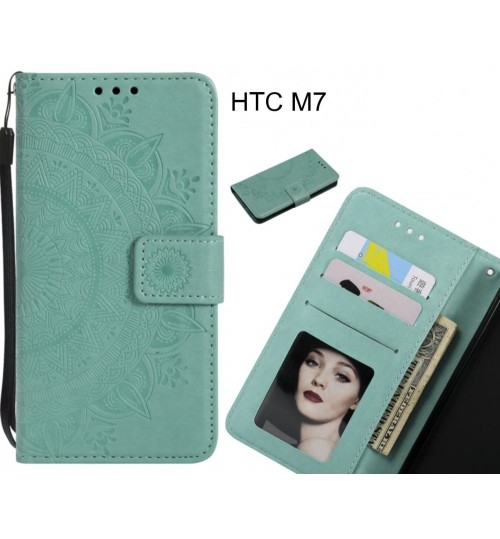 HTC M7 Case mandala embossed leather wallet case