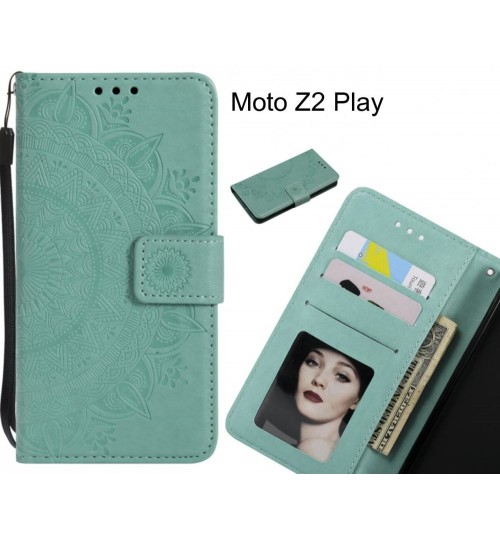 Moto Z2 Play Case mandala embossed leather wallet case