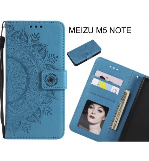 Meizu M5 Note Case Mandala Embossed Leather Wallet Case - Blue