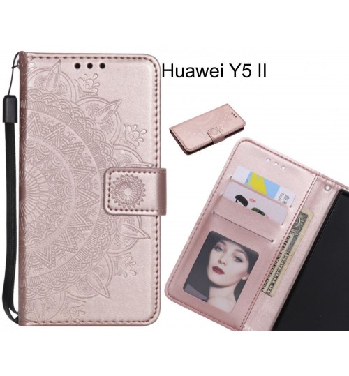 Huawei Y5 II Case mandala embossed leather wallet case