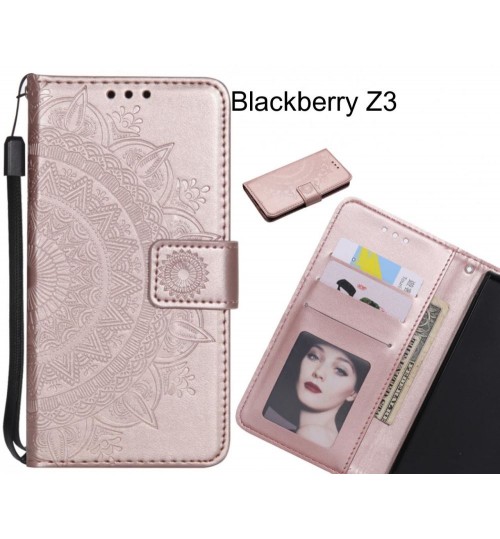 Blackberry Z3 Case mandala embossed leather wallet case