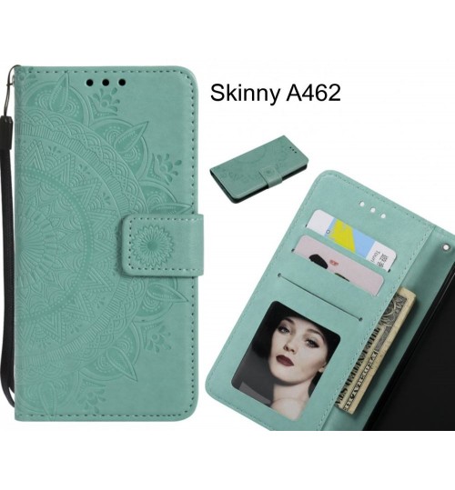 Skinny A462 Case Mandala Embossed Leather Wallet Case - Green