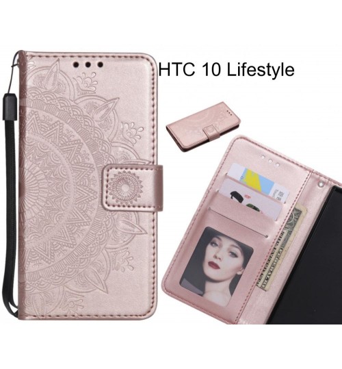 Htc 10 Lifestyle Case Mandala Embossed Leather Wallet Case - Rose Gold
