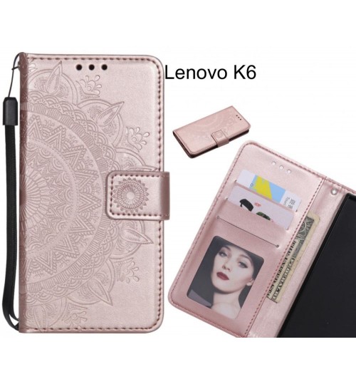 Lenovo K6 Case mandala embossed leather wallet case