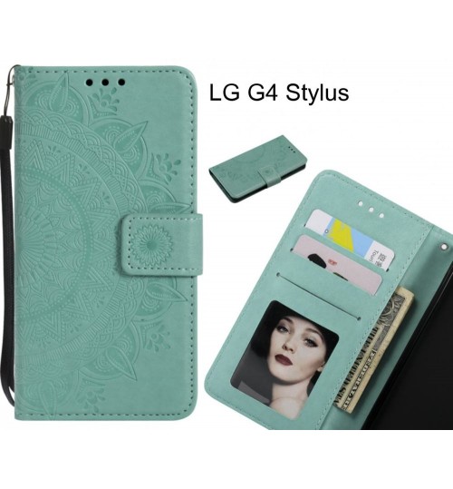 Lg G4 Stylus Case Mandala Embossed Leather Wallet Case - Green