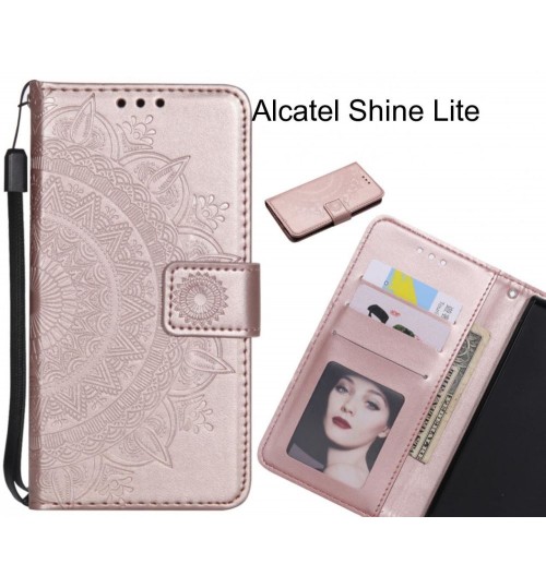 Alcatel Shine Lite Case Mandala Embossed Leather Wallet Case - Rose Gold