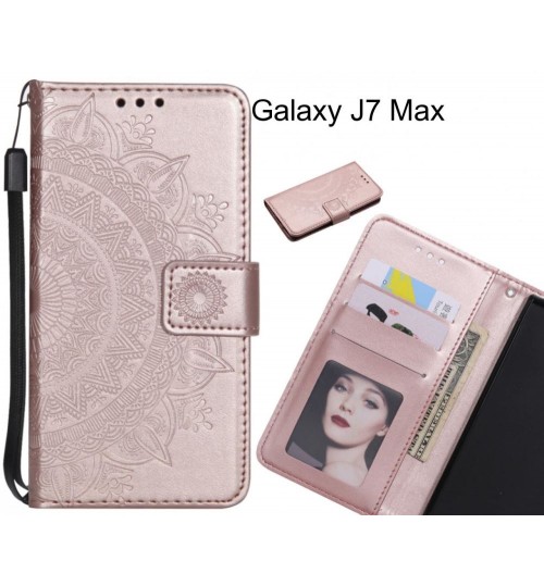 Galaxy J7 Max Case mandala embossed leather wallet case