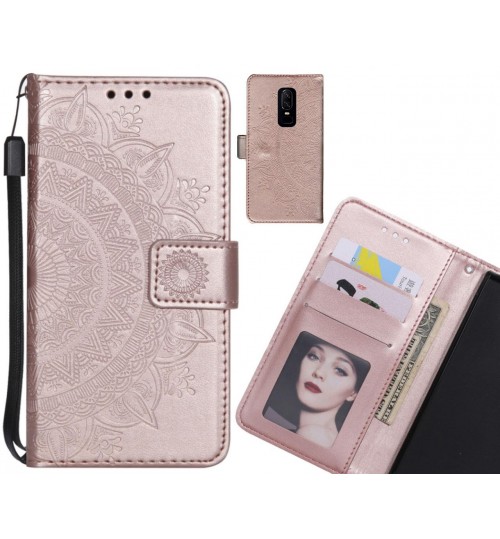 OnePlus 6 Case mandala embossed leather wallet case