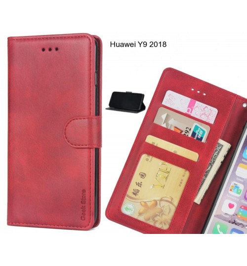 Huawei Y9 2018 Case Executive Leather Wallet Case - Red