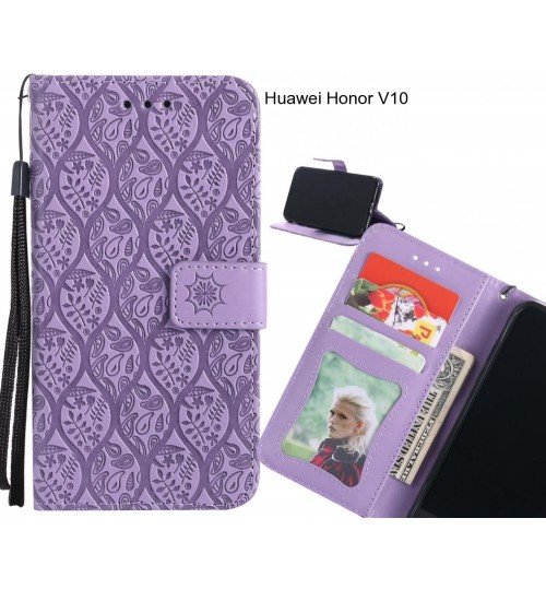 Huawei Honor V10 Case Leather Wallet Case embossed sunflower pattern