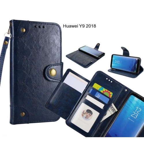 Huawei Y9 2018  Case Executive Multi Card Wallet Leather Case - Blue