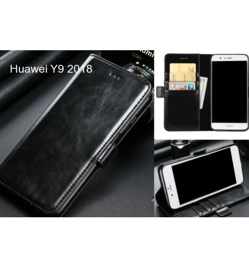 Huawei Y9 2018 Case Executive Leather Wallet Case - Black