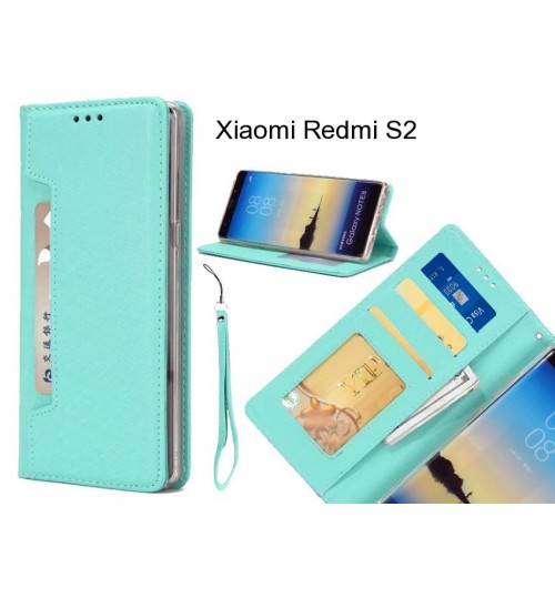 Xiaomi Redmi S2 Case Silk Texture Leather Wallet Case 4 Cards 1 Id Magnet - Green