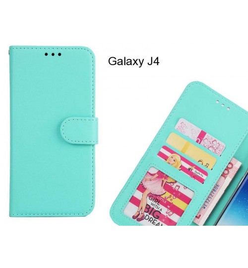 Galaxy J4  Case Magnetic Flip Leather Wallet Case - Green