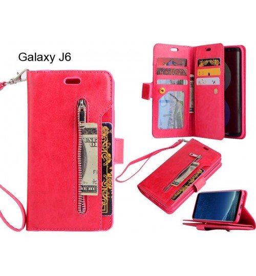 Galaxy J6 case 10 cards slots wallet leather case with zip