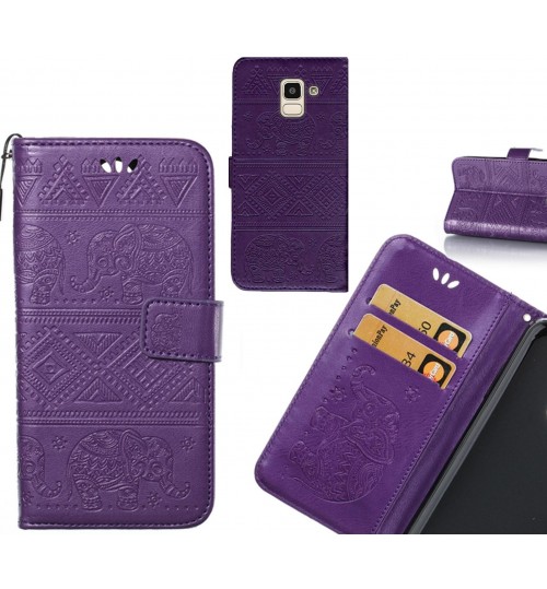 Galaxy J6 case Wallet Leather flip case Embossed Elephant Pattern