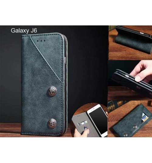 Galaxy J6 Case ultra slim retro leather wallet case 2 cards magnet