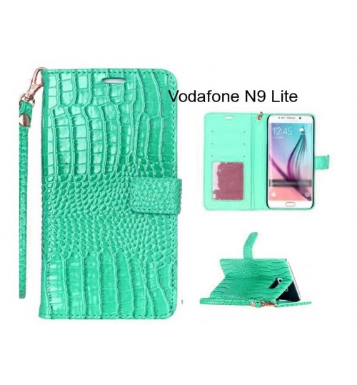 Vodafone N9 Lite Case Croco Wallet Leather Case - Green