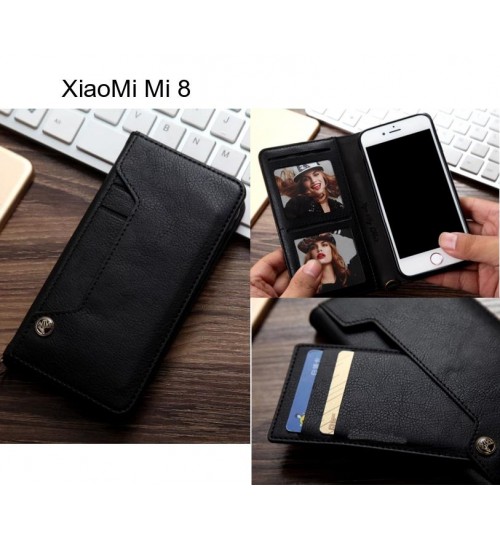 Xiaomi Mi 8 Case Slim Leather Wallet Case 6 Cards 2 Id Magnet - Black