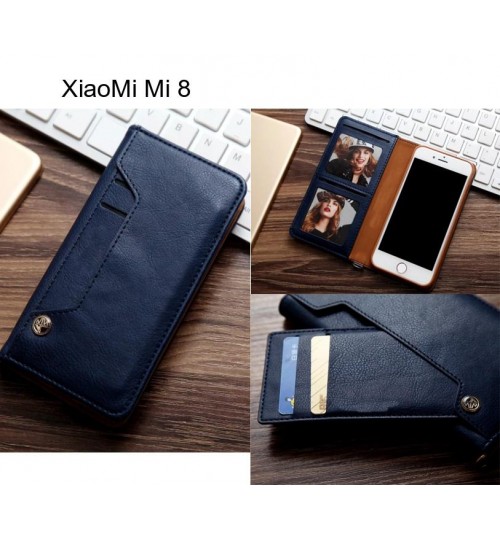 Xiaomi Mi 8 Case Slim Leather Wallet Case 6 Cards 2 Id Magnet - Blue