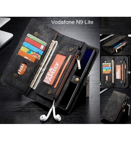 Vodafone N9 Lite Case Retro leather case multi cards cash pocket & zip