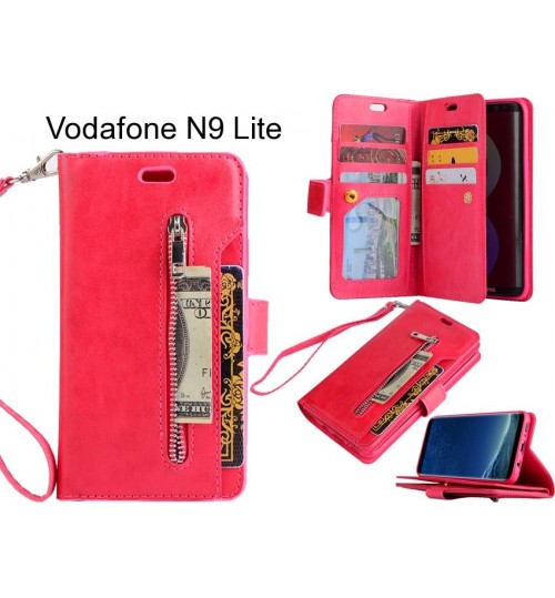 Vodafone N9 Lite case 10 cards slots wallet leather case with zip