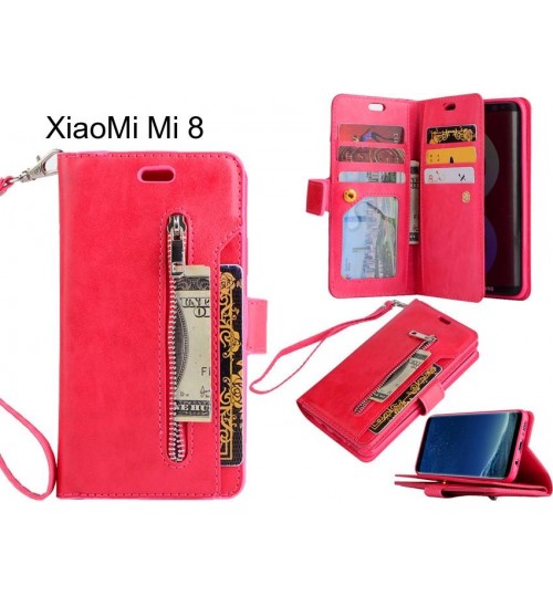 XiaoMi Mi 8 case 10 cards slots wallet leather case with zip