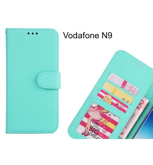 Vodafone N9  Case Magnetic Flip Leather Wallet Case - Green