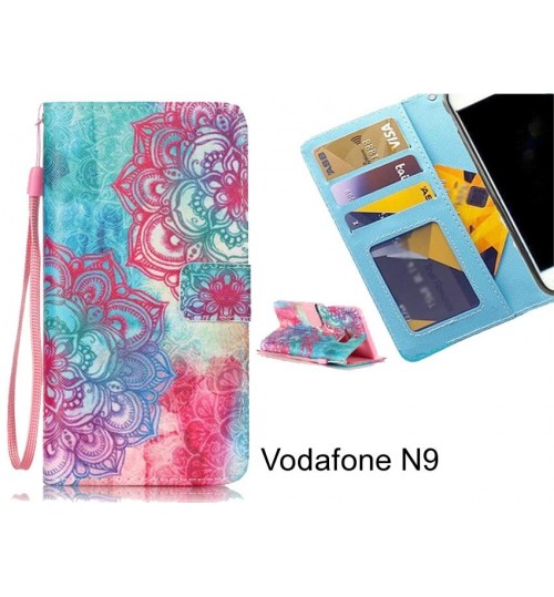 Vodafone N9 case 3 card leather wallet case printed ID