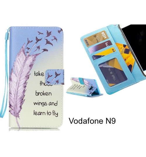 Vodafone N9 case 3 card leather wallet case printed ID