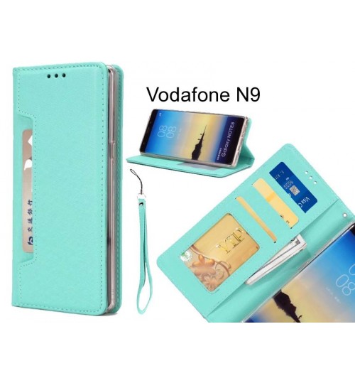 Vodafone N9 Case Silk Texture Leather Wallet Case 4 Cards 1 Id Magnet - Green