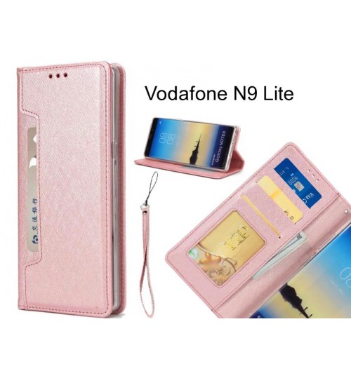 Vodafone N9 Lite Case Silk Texture Leather Wallet Case 4 Cards 1 Id Magnet - Rose Gold