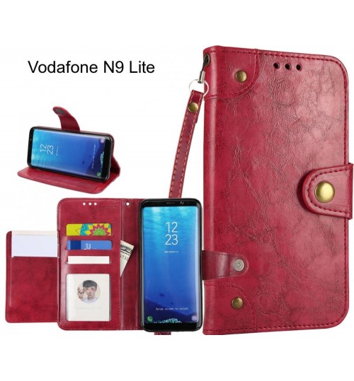 Vodafone N9 Lite  Case Executive Multi Card Wallet Leather Case - Red
