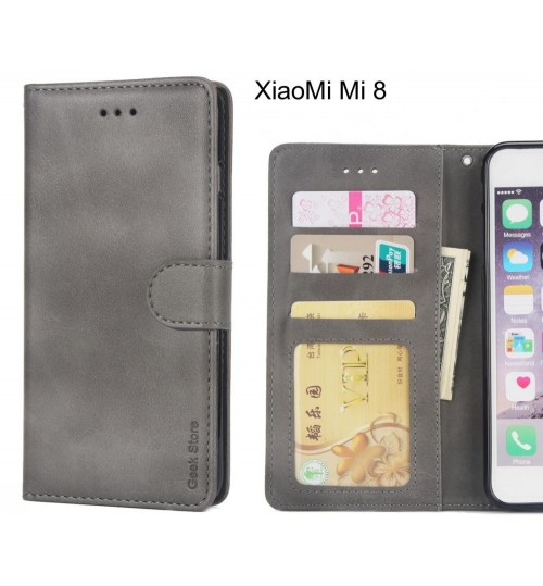 Xiaomi Mi 8 Case Executive Leather Wallet Case - Grey