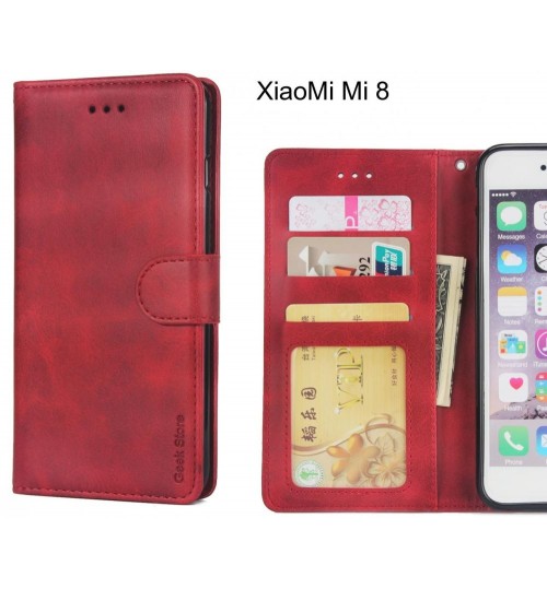 Xiaomi Mi 8 Case Executive Leather Wallet Case - Red
