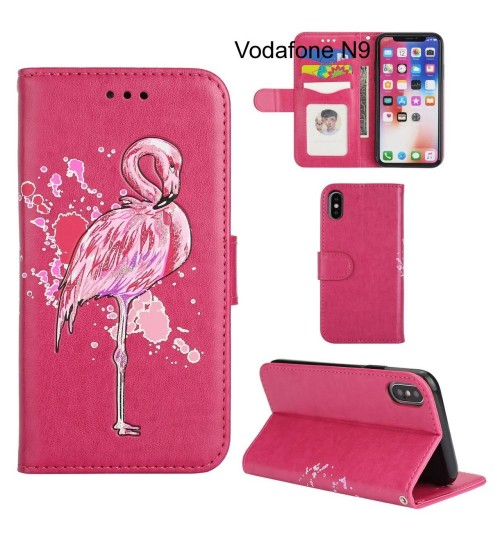 Vodafone N9 case Embossed Flamingo Wallet Leather Case