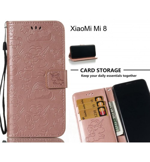 XiaoMi Mi 8  Case Leather Wallet case embossed unicon pattern