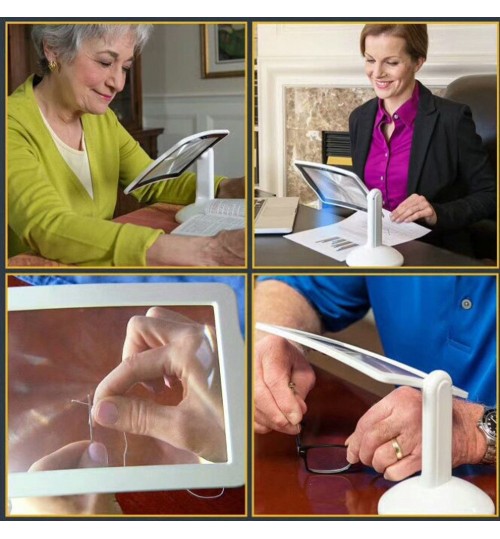 Large Reading Magnifier with LED light and stand Brighter Viewer Holder LED