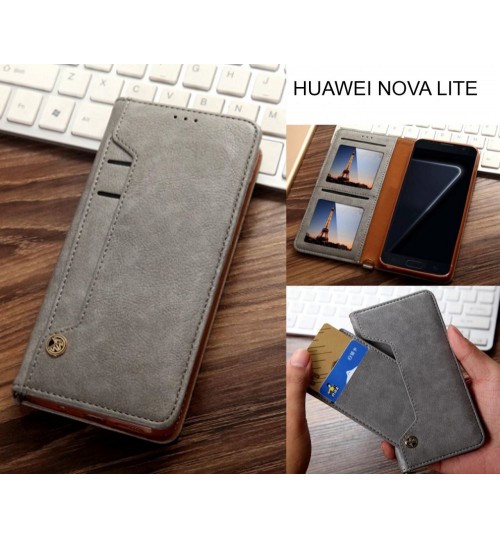 Huawei Nova Lite Case Flip Leather Wallet Case 6 Card Slots - Grey