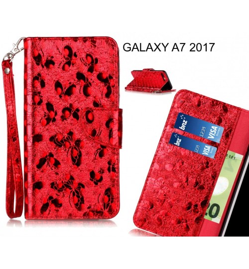 GALAXY A7 2017  case wallet leather butterfly case
