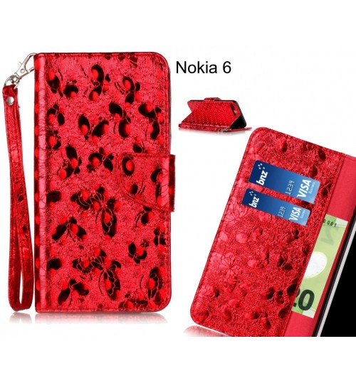 Nokia 6  case wallet leather butterfly case