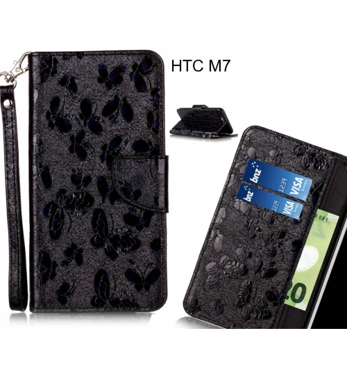 HTC M7  case wallet leather butterfly case