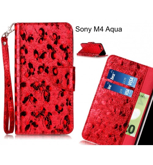 Sony M4 Aqua  case wallet leather butterfly case
