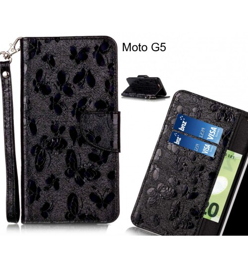 Moto G5  case wallet leather butterfly case