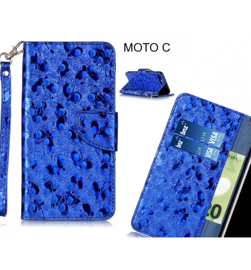 MOTO C  case wallet leather butterfly case