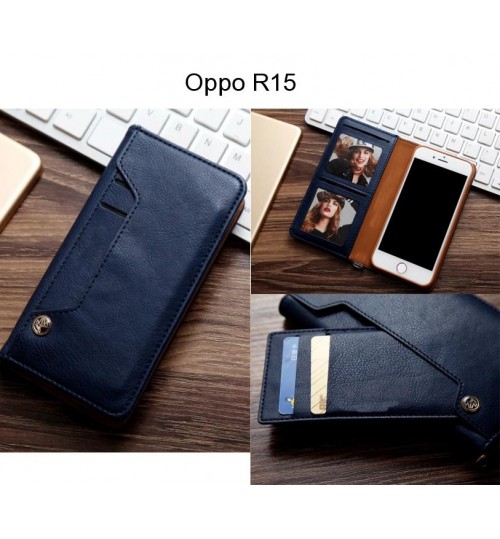 Oppo R15 Case Slim Leather Wallet Case 6 Cards 2 Id Magnet - Blue