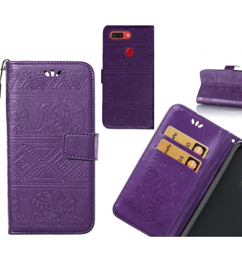 Oppo R15 Pro case Wallet Leather flip case Embossed Elephant Pattern