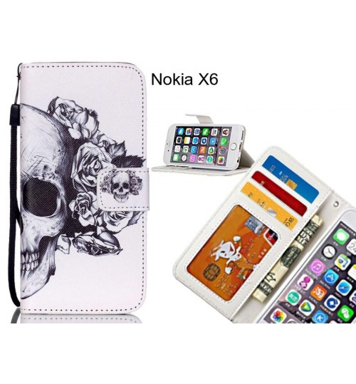 Nokia X6 case 3 card leather wallet case printed ID