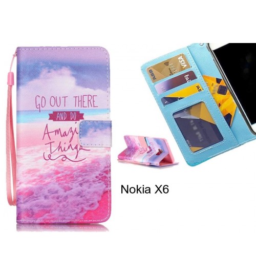 Nokia X6 case 3 card leather wallet case printed ID